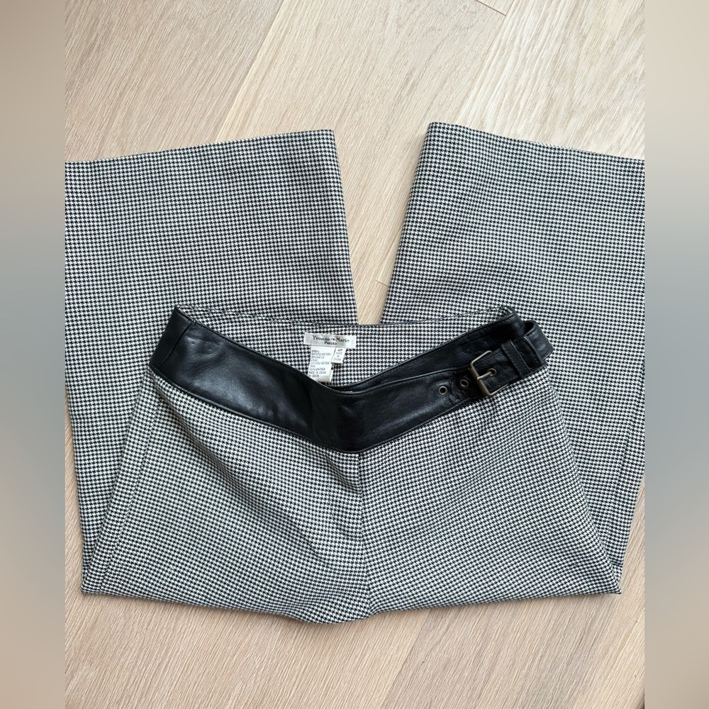 Leather-Trim Houndstooth Capris - Black/White